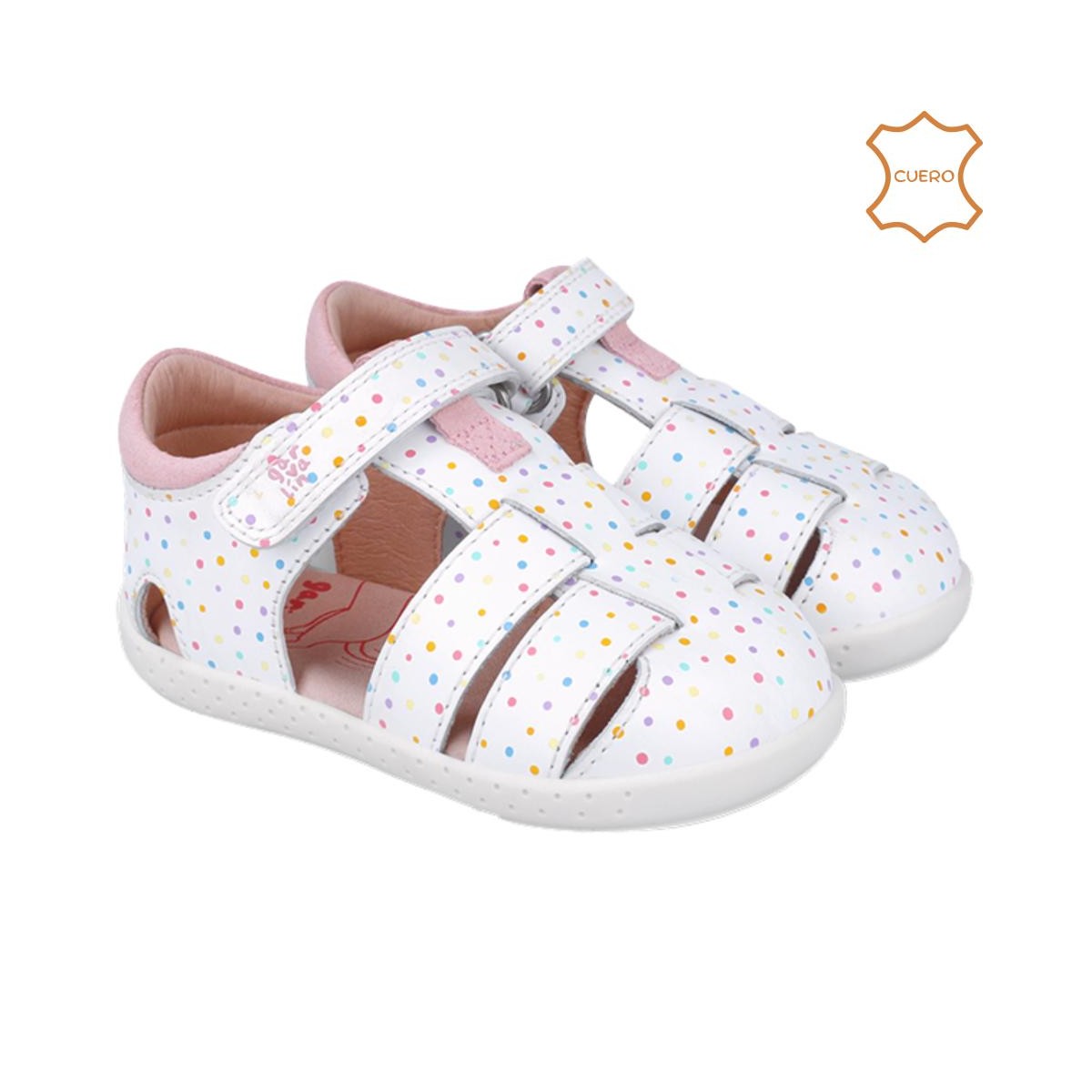 GARVALIN - SANDALIA BLANCA PUNTOS COLORES GARVALIN - SANDALIA BLANCA PUNTOS COLORES