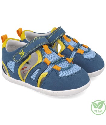 GARVALIN - SANDALIA REJILLA AZUL Y AMARILLO