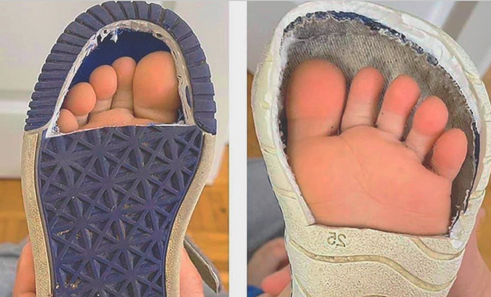 zapatos infantiles respetuosos con el pie efecto sobre la forma del pie